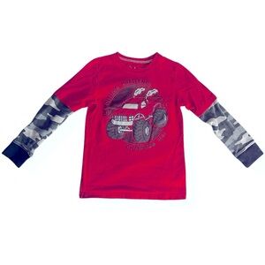 JUMPING BEANS Red/Black Monster Truck Long Sleeve Tee